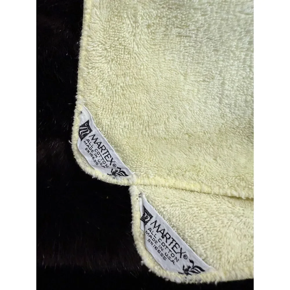 Vtg Hanae Mori Martex Yellow  Butterfly Retro Cotton Bath Wash Cloth Towel USA